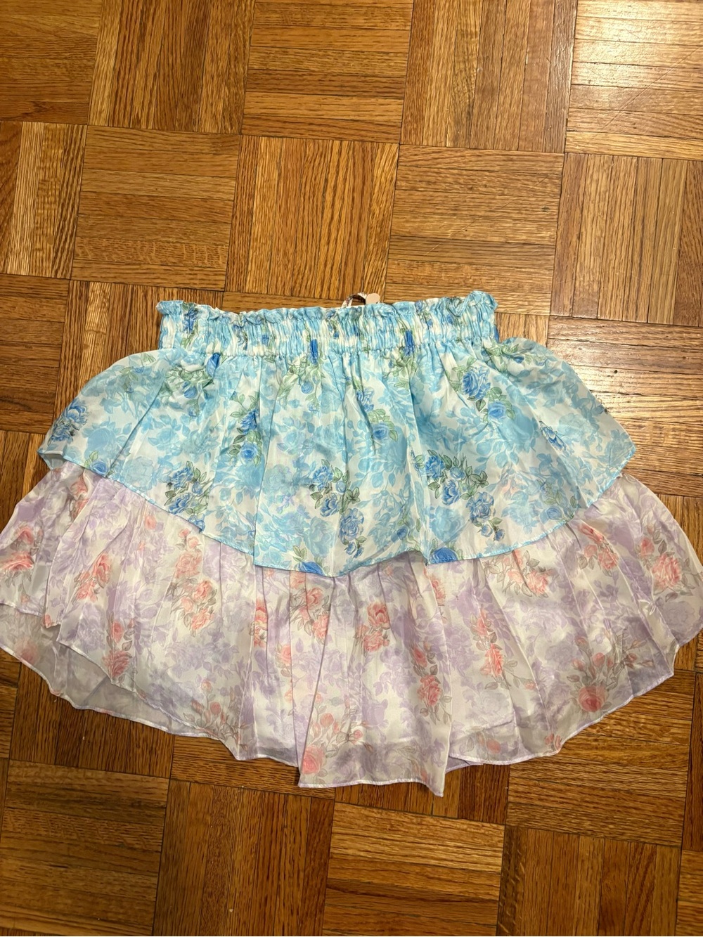 LOVESHACKFANCY Ruffle Mini Skirt in Rainbow Clouds size small new with tags - Picture 9 of 13